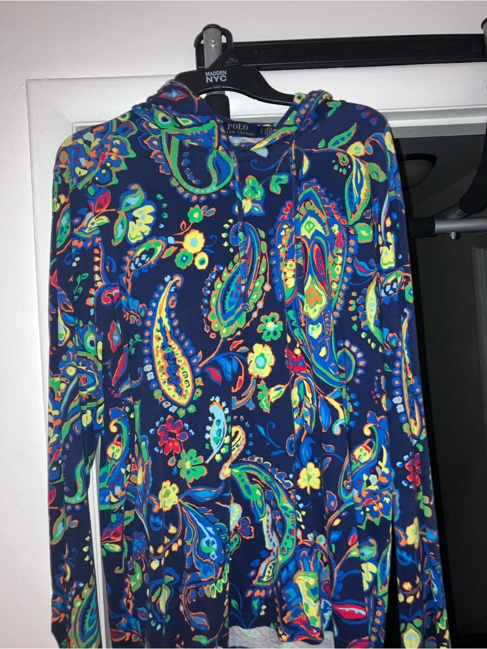 Polo by Ralph Lauren Navy Multicolor Paisley Hooded Sweater